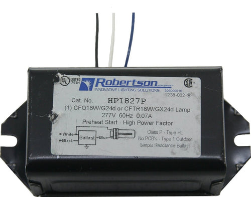 Robertson HP1827P /F Mag 18W CFL 2-Pin Ballast - 277V - HPF