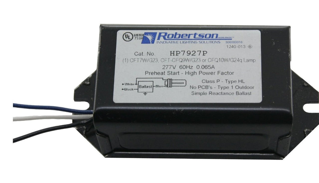 Robertson HP7927P /G Mag 9W CFL 2-Pin Ballast - 277V - HPF