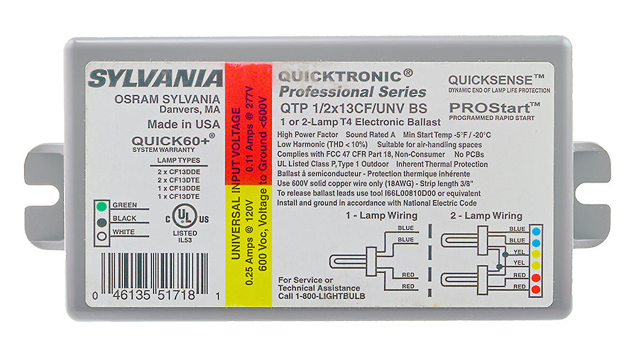 Sylvania QTP-1/2x13CF/UNV Quicktronic 13W CFL 4-pin Ballast